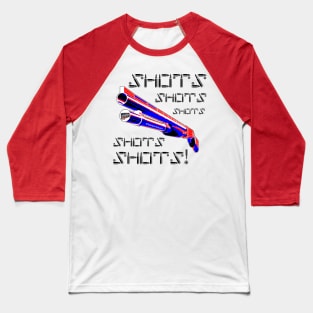 Shots with the Shotgun, v. Blk Bullet Text Baseball T-Shirt